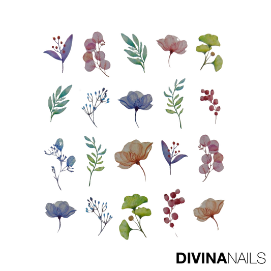 WATER DECAL - FLOWER SPRING - 01 - Stickers decorazioni adesivi unghie per nail art per la primavera