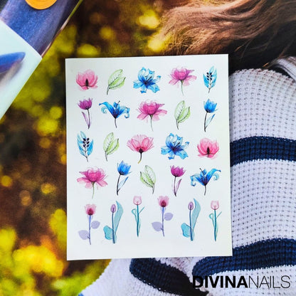 WATER DECAL - FLOWER SPRING - 02 - Stickers decorazioni adesivi unghie per nail art per la primavera