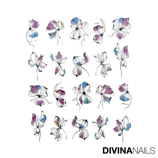 WATER DECAL - FLOWER SPRING - 05 - Stickers decorazioni adesivi unghie per nail art per la primavera