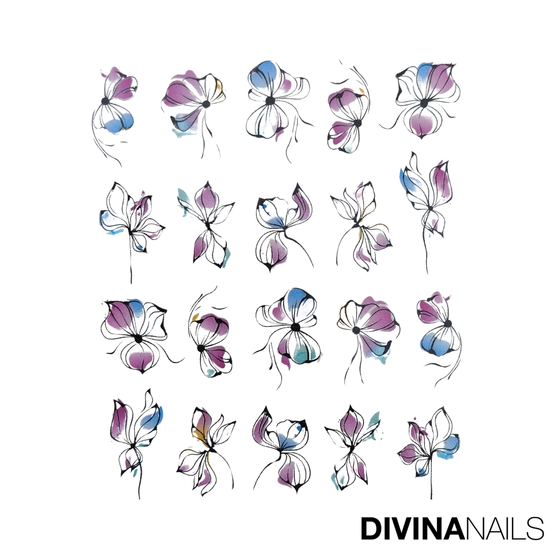 WATER DECAL - FLOWER SPRING - 05 - Stickers decorazioni adesivi unghie per nail art per la primavera