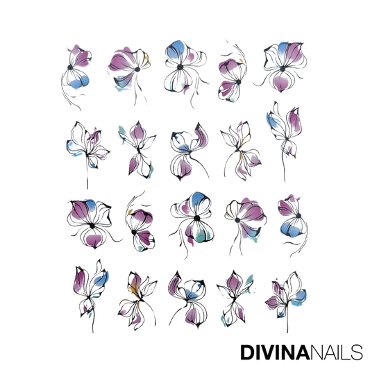 WATER DECAL - FLOWER SPRING - 05 - Stickers decorazioni adesivi unghie per nail art per la primavera