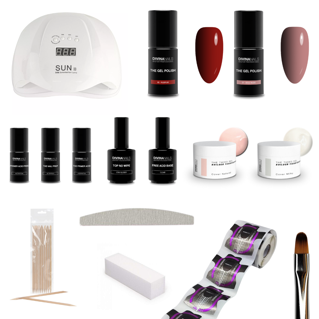 STARTER KIT - Kit ricostruzione unghie gel e semipermanente completo con lampada professionale