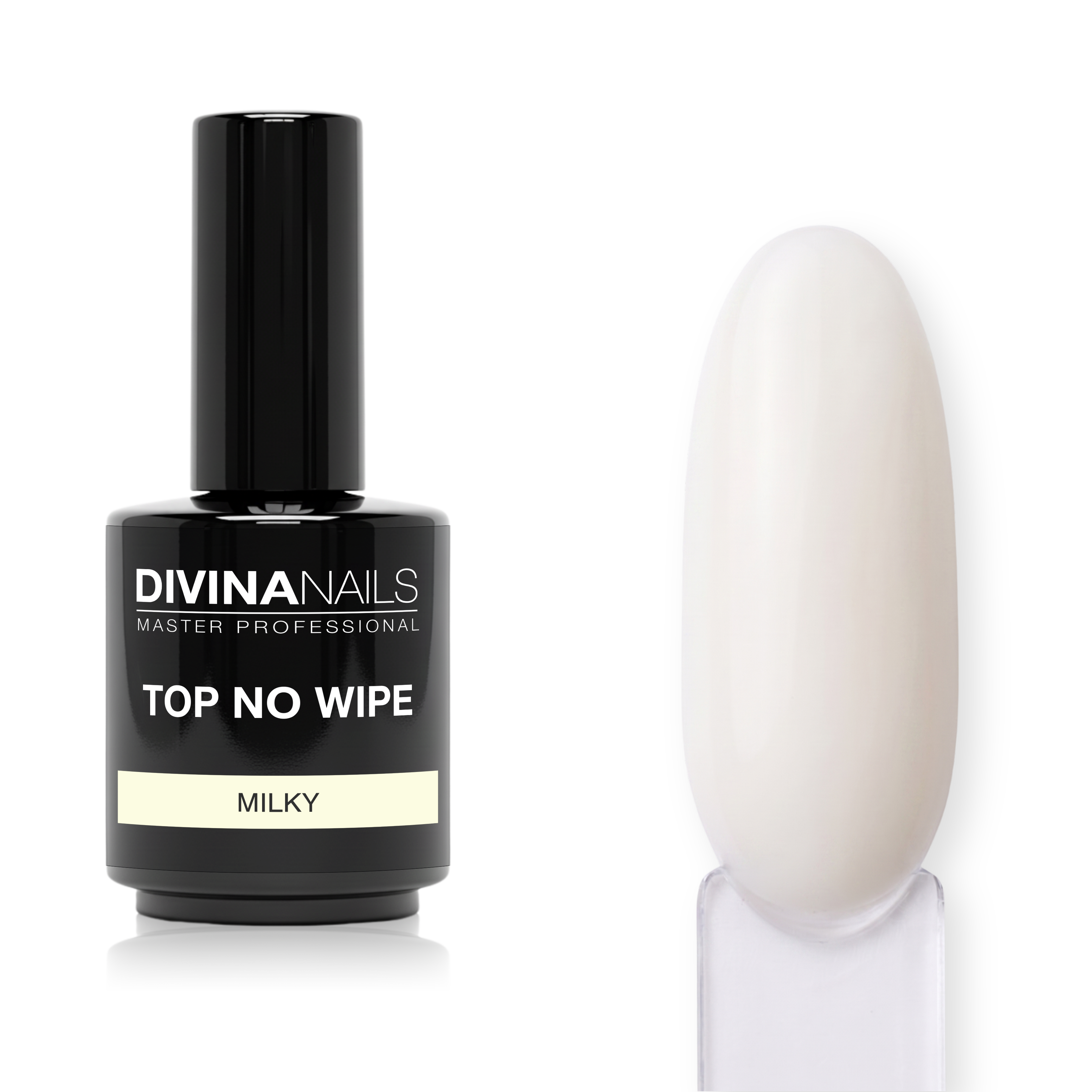 TOP MILKY NO WIPE - Gel top coat antigiallo senza dispersione Bianco Latte 15ml