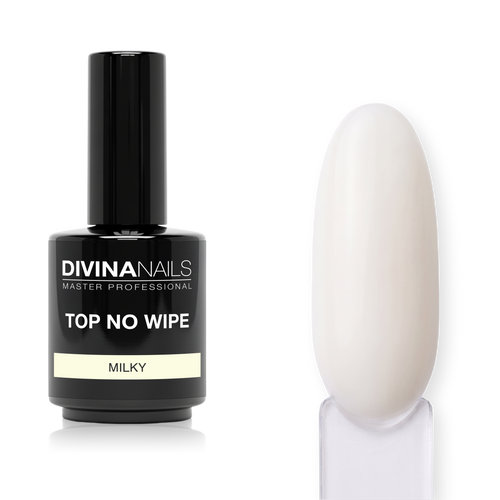TOP MILKY NO WIPE - Gel top coat antigiallo senza dispersione Bianco Latte 15ml