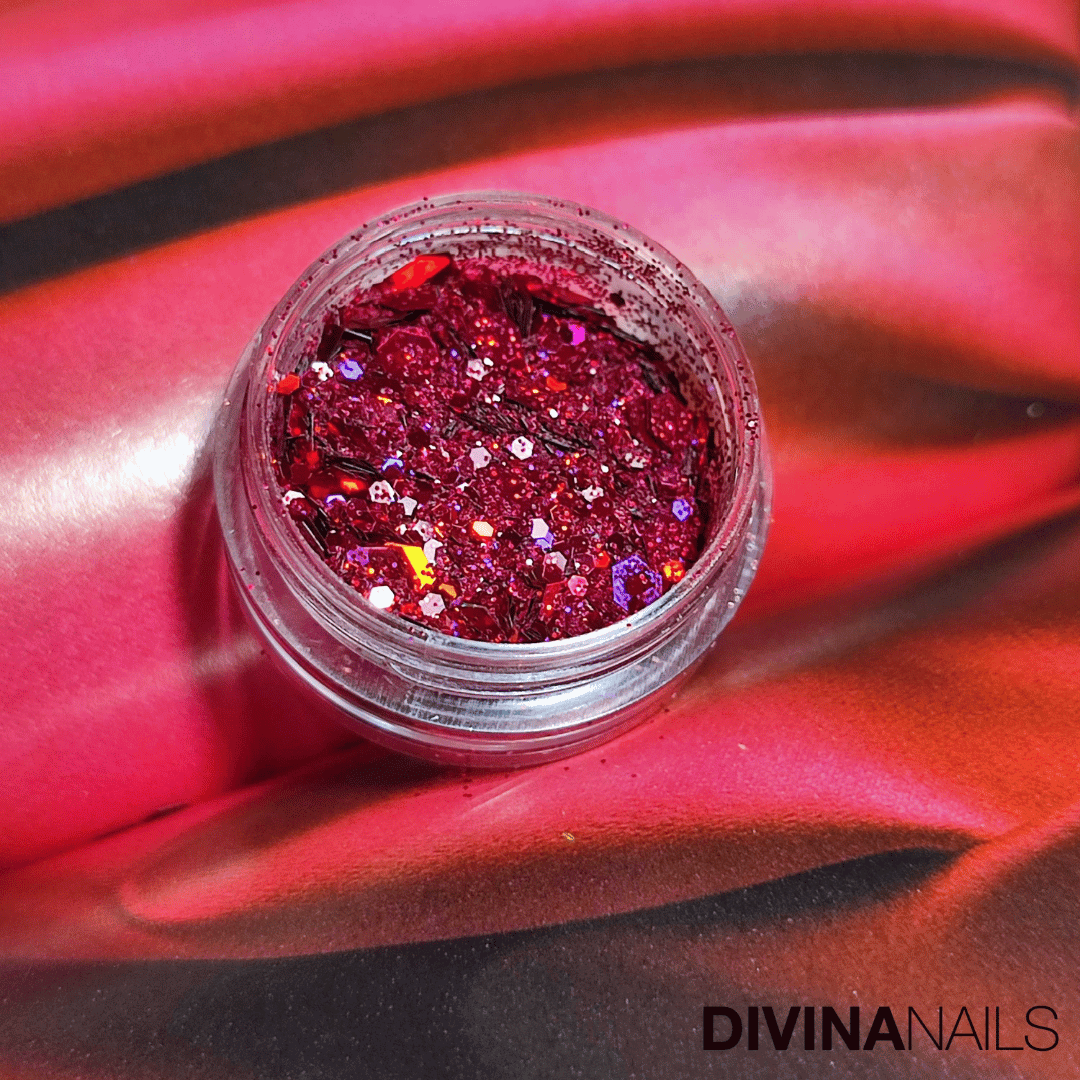 HOLO FLAKES - PASSION - Polvere Glitter brillantini per gel unghie Nail Art 2g - Divina Nails