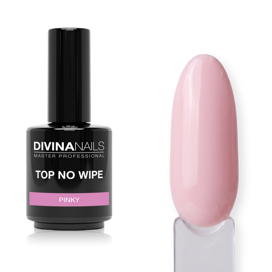 TOP PINKY NO WIPE - Gel top coat antigiallo senza dispersione Rosa Latte 15ml