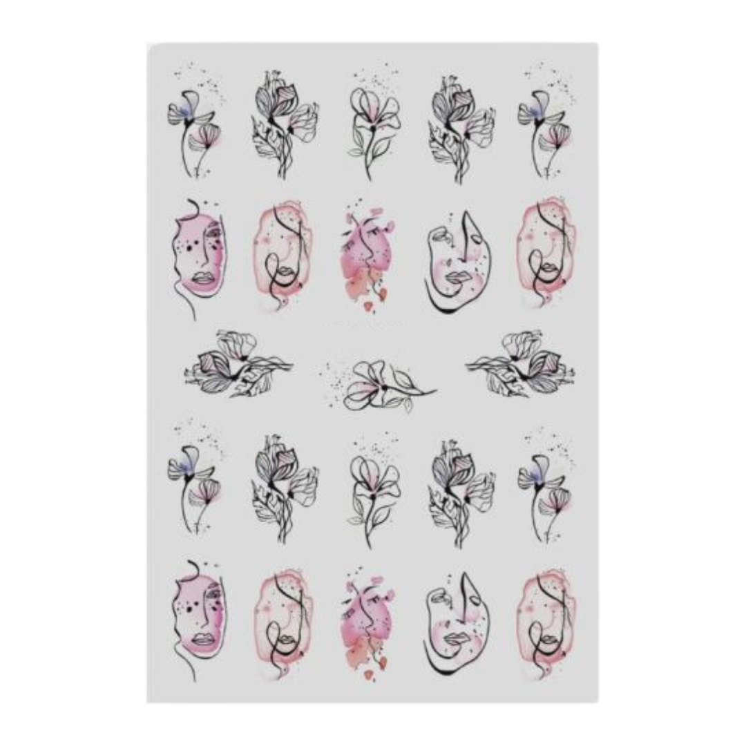 STICKERS - PINK FACE - Stickers decorazioni unghie per nail art per la primavera