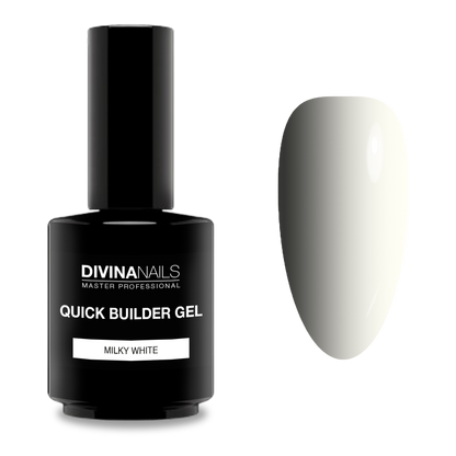 QUICK BUILDER GEL - MILKY WHITE - Builder in boccetta  bianco latte gel costruttore autolivellante bifasico media densità 15ml