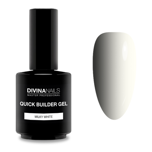 QUICK BUILDER GEL - MILKY WHITE - Builder in boccetta  bianco latte gel costruttore autolivellante bifasico media densità 15ml