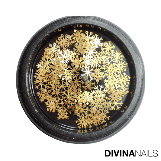 SNOW FLAKES - GOLD - Fiocchi di neve colore oro per gel unghie Nail Art