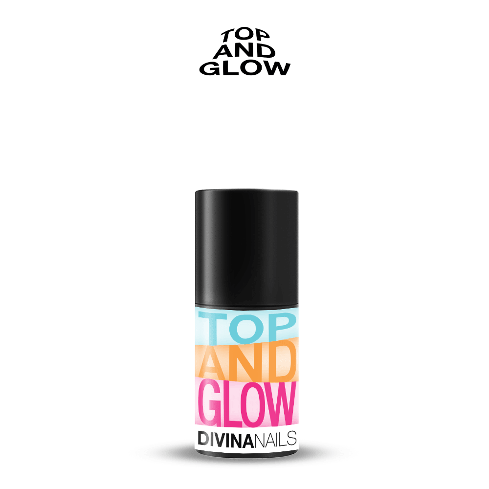 TOP AND GLOW - Gel top coat effetto fluorescente di notte senza dispersione 8ml - Divina Nails