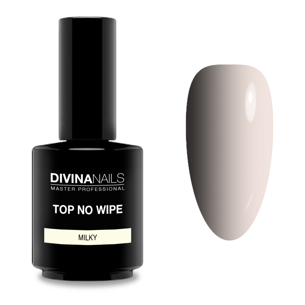 TOP MILKY NO WIPE - Gel top coat antigiallo senza dispersione Bianco Latte 15ml