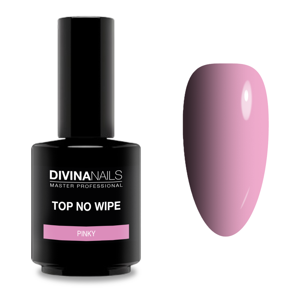 TOP PINKY NO WIPE - Gel top coat antigiallo senza dispersione Rosa Latte 15ml