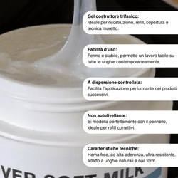THE THIXO GEL - COVER SOFT MILK - Builder gel costruttore tissotropico trifasico professionale per ricostruzione unghie da 50ml - Divina Nails