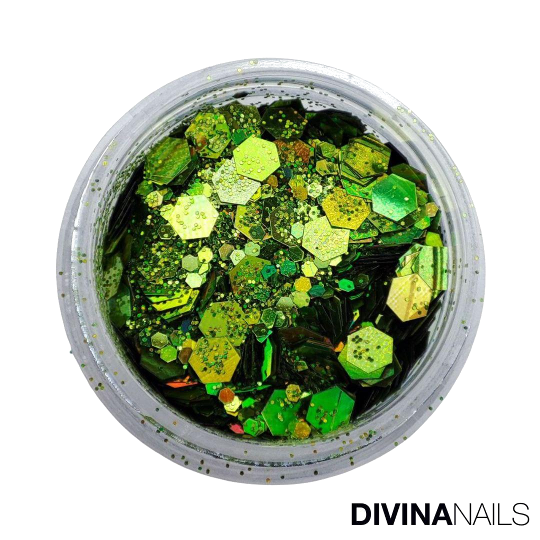 HOLO FLAKES - GARDEN - Polvere Glitter brillantini per gel unghie Nail Art 2g - Divina Nails