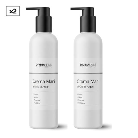 Due flaconi di crema mani all'olio di Argan 300ml Divina Nails
