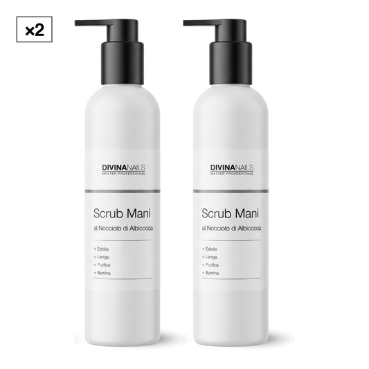 Due flaconi di scrub mani al nocciolo di albicocca 300ml Divina Nails