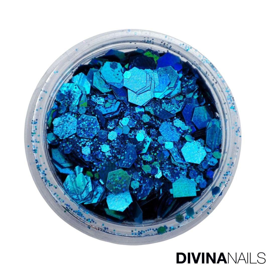 HOLO FLAKES - OCEAN - Polvere Glitter brillantini per gel unghie Nail Art 2g