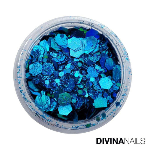 HOLO FLAKES - OCEAN - Polvere Glitter brillantini per gel unghie Nail Art 2g - Divina Nails