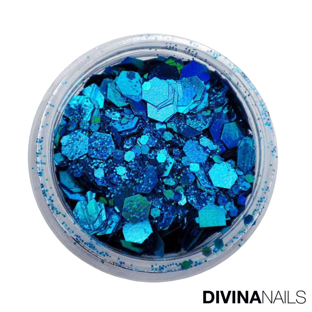 HOLO FLAKES - OCEAN - Polvere Glitter brillantini per gel unghie Nail Art 2g - Divina Nails
