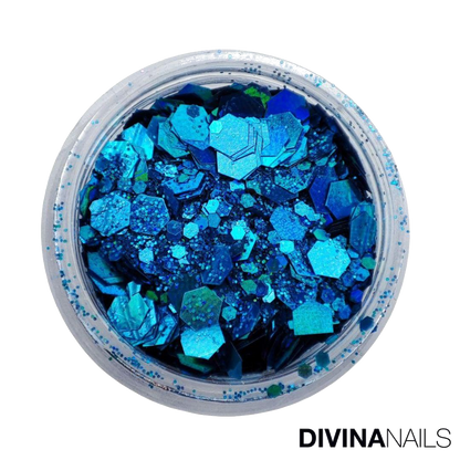 HOLO FLAKES - OCEAN - Polvere Glitter brillantini per gel unghie Nail Art 2g - Divina Nails