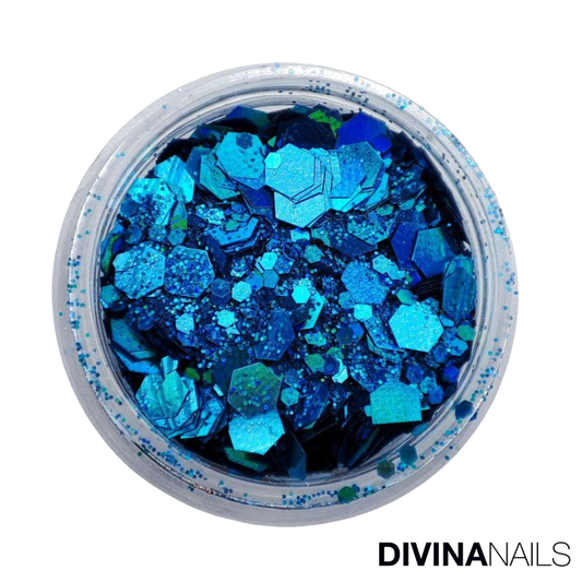 HOLO FLAKES - OCEAN - Polvere Glitter brillantini per gel unghie Nail Art 2g - Divina Nails