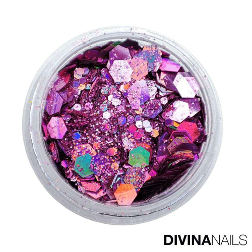 HOLO FLAKES - PINKY - Polvere Glitter brillantini per gel unghie Nail Art 2g - Divina Nails