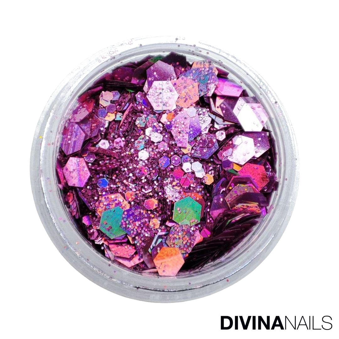 HOLO FLAKES - PINKY - Polvere Glitter brillantini per gel unghie Nail Art 2g - Divina Nails