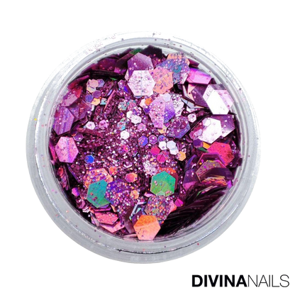 HOLO FLAKES - PINKY - Polvere Glitter brillantini per gel unghie Nail Art 2g - Divina Nails