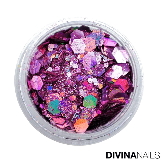 HOLO FLAKES - PINKY - Polvere Glitter brillantini per gel unghie Nail Art 2g - Divina Nails