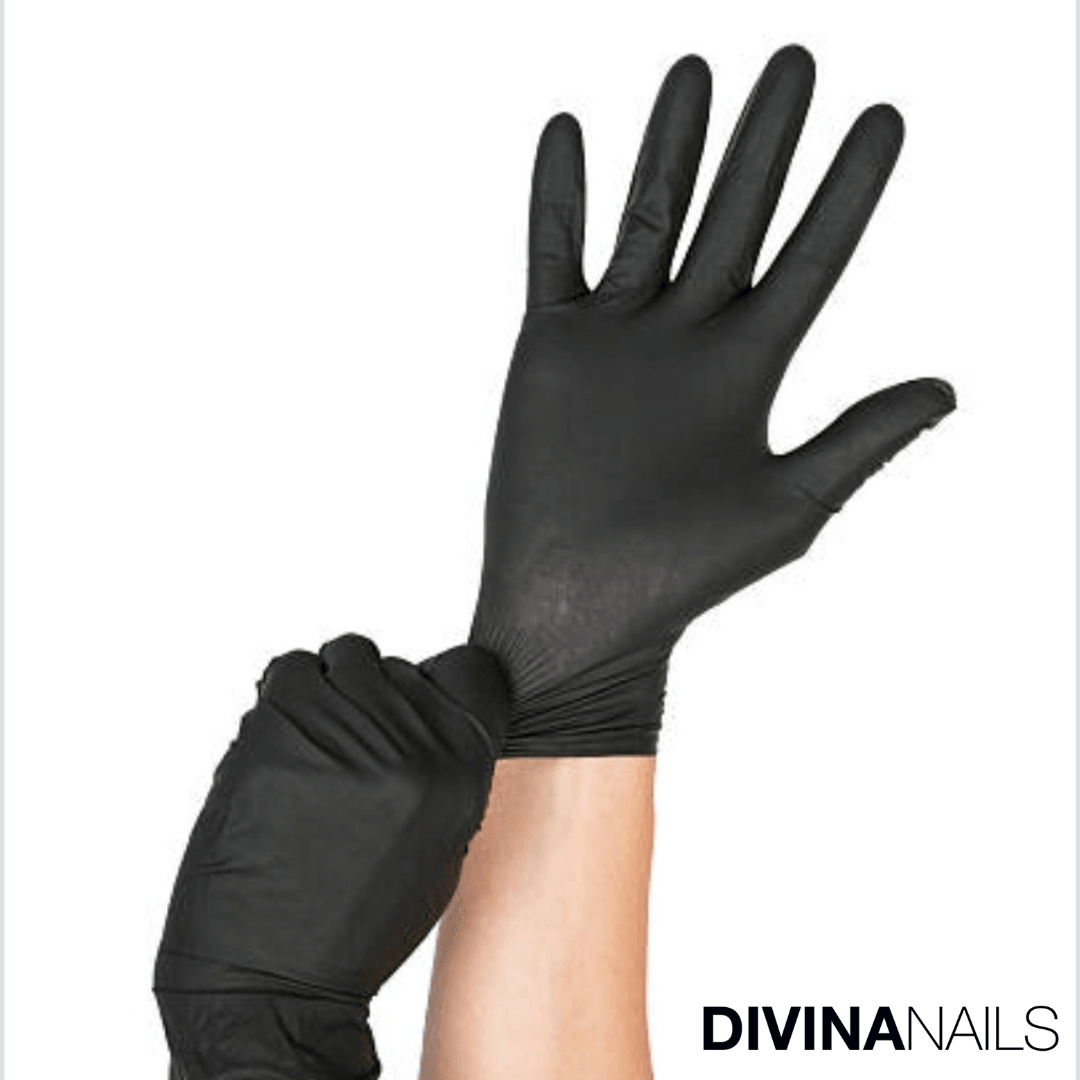 Guanti in nitrile neri professionali per onicotecniche - Pacco da 100 Taglia S e M - Divina Nails