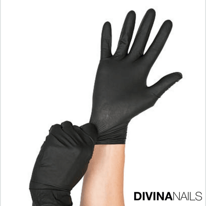 Guanti in nitrile neri professionali per onicotecniche - Pacco da 100 Taglia S e M - Divina Nails
